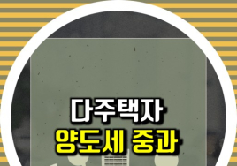 주택과 세금(3) 양도소득세⑥ 다주택자 중과세 <끝>